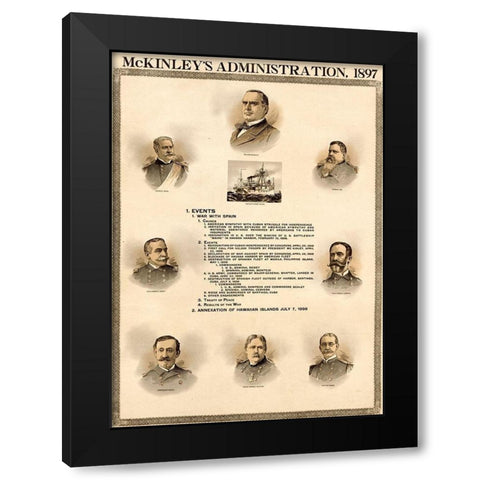 McKinley Administration Black Modern Wood Framed Art Print with Double Matting by Vintage Maps
