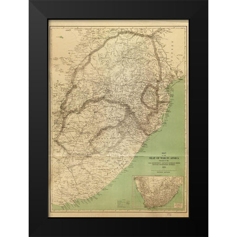 Seat of War in Africa 1899 Black Modern Wood Framed Art Print by Vintage Maps
