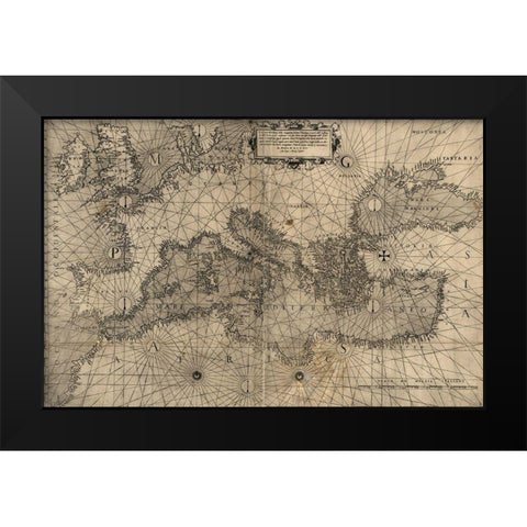 Europe in 1572 Black Modern Wood Framed Art Print by Vintage Maps