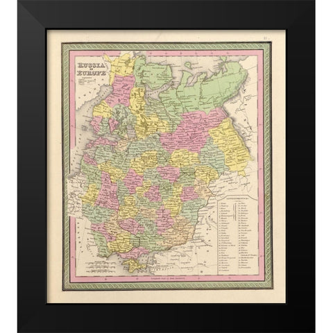 Russia in Europe 1849 Black Modern Wood Framed Art Print by Vintage Maps