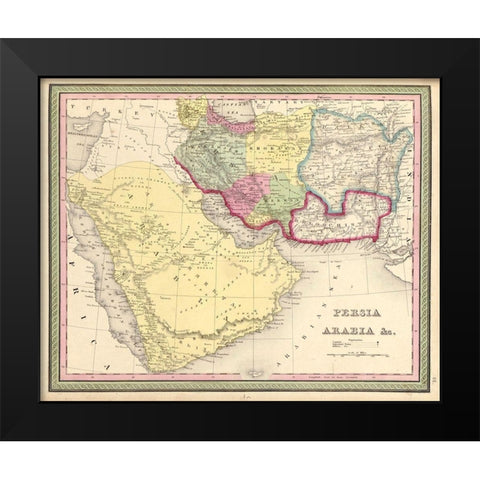 Persia and Arabia 1849 Black Modern Wood Framed Art Print by Vintage Maps