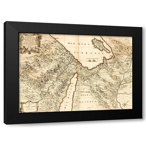 Deserts of Egypt Black Modern Wood Framed Art Print with Double Matting by Vintage Maps