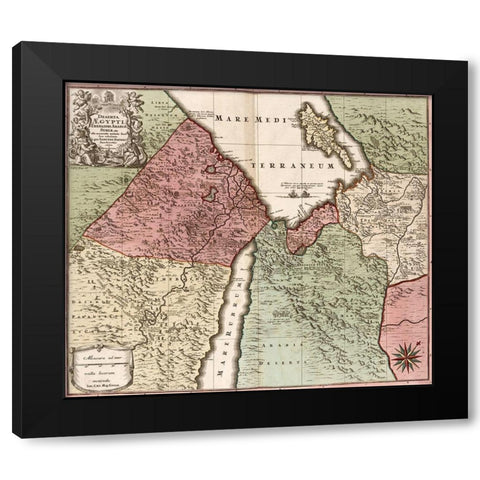 Egypt Syria and Arabia 1700 Black Modern Wood Framed Art Print with Double Matting by Vintage Maps