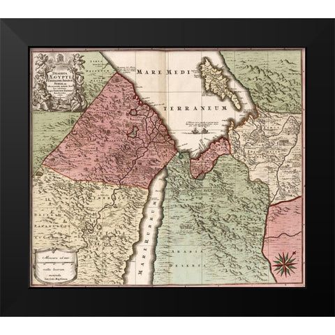 Egypt Syria and Arabia 1700 Black Modern Wood Framed Art Print by Vintage Maps