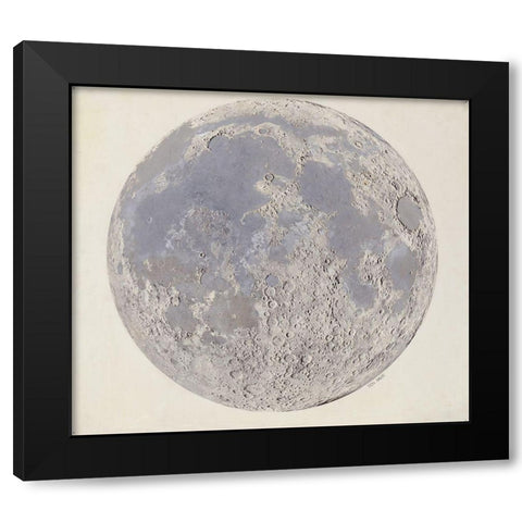 Moon surface with Craters Black Modern Wood Framed Art Print by Vintage Maps