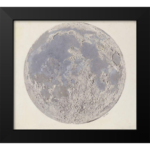 Moon surface with Craters Black Modern Wood Framed Art Print by Vintage Maps