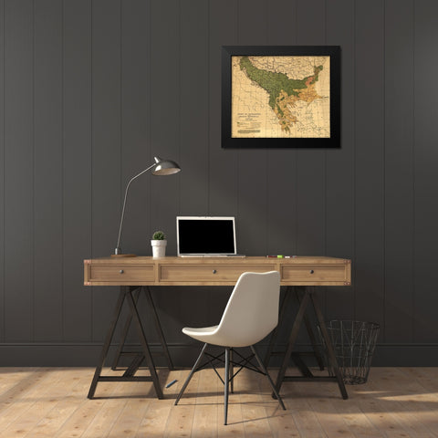 Balkan Zones of Civilization 1918 Black Modern Wood Framed Art Print by Vintage Maps