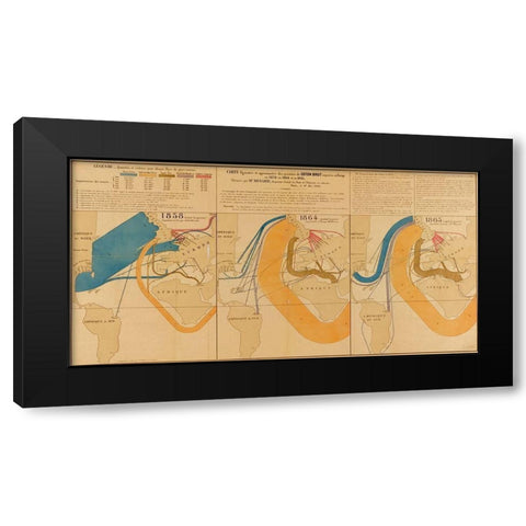 Trade in Raw Cotton from Europe to the USA Black Modern Wood Framed Art Print with Double Matting by Vintage Maps