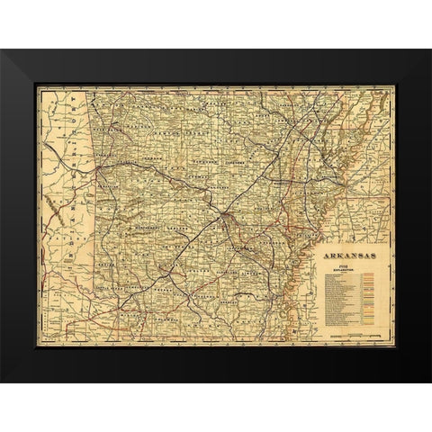 Arkansas 1895 Black Modern Wood Framed Art Print by Vintage Maps