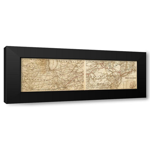 Erie Railway 1869 Black Modern Wood Framed Art Print by Vintage Maps