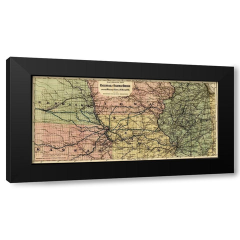 Missouri River at St Joseph 1872 Black Modern Wood Framed Art Print by Vintage Maps