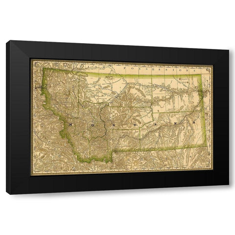 Montana 1881 Black Modern Wood Framed Art Print with Double Matting by Vintage Maps
