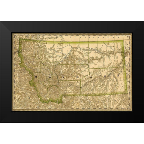 Montana 1881 Black Modern Wood Framed Art Print by Vintage Maps