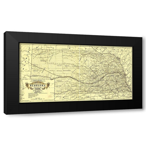 Nebraska 1889 Black Modern Wood Framed Art Print with Double Matting by Vintage Maps