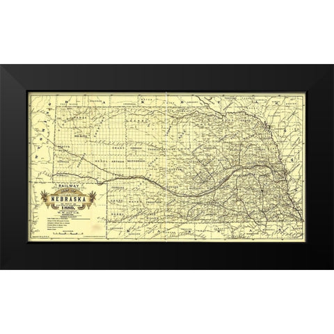 Nebraska 1889 Black Modern Wood Framed Art Print by Vintage Maps