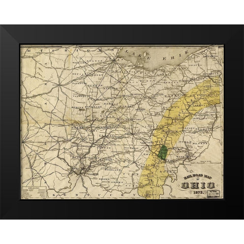 Ohio 1873 Black Modern Wood Framed Art Print by Vintage Maps