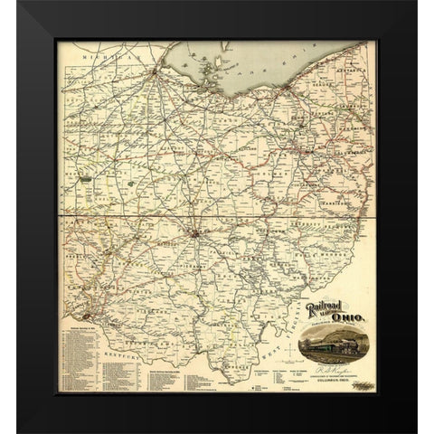 Ohio 1898 Black Modern Wood Framed Art Print by Vintage Maps