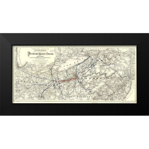 Pittsburgh Marion and Chicago 1887 Black Modern Wood Framed Art Print by Vintage Maps