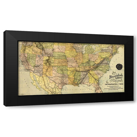Shenandoah Valley 1890 Black Modern Wood Framed Art Print by Vintage Maps