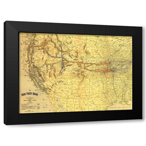 Union Pacific system of railroad and steamship lines 1900 Black Modern Wood Framed Art Print with Double Matting by Vintage Maps