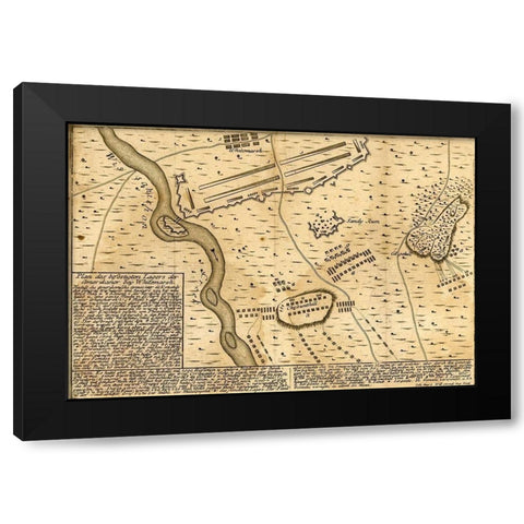 Battle of Whitemarsh Near Philadelphia 1777 Black Modern Wood Framed Art Print by Vintage Maps