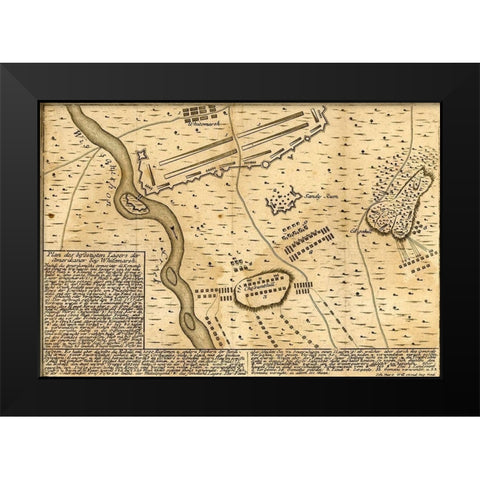 Battle of Whitemarsh Near Philadelphia 1777 Black Modern Wood Framed Art Print by Vintage Maps