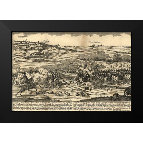 Battle of Germantown near Philadelphia 1777 Black Modern Wood Framed Art Print by Vintage Maps