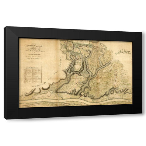 Burgoynes position at Freemans Farm on the Hudson 1777 Black Modern Wood Framed Art Print with Double Matting by Vintage Maps
