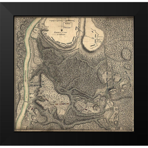 Bemus Heights Near Hudson River 1777 Black Modern Wood Framed Art Print by Vintage Maps