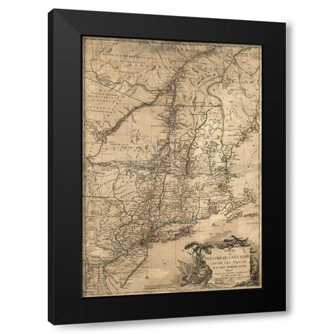 Theatre of War in the Thirteen Colonies 1777 Black Modern Wood Framed Art Print with Double Matting by Vintage Maps
