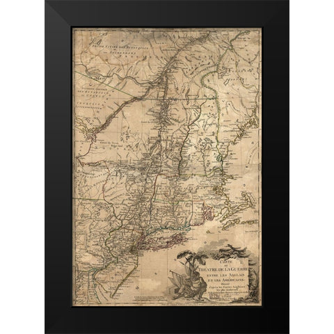 Theatre of War in the Thirteen Colonies 1777 Black Modern Wood Framed Art Print by Vintage Maps
