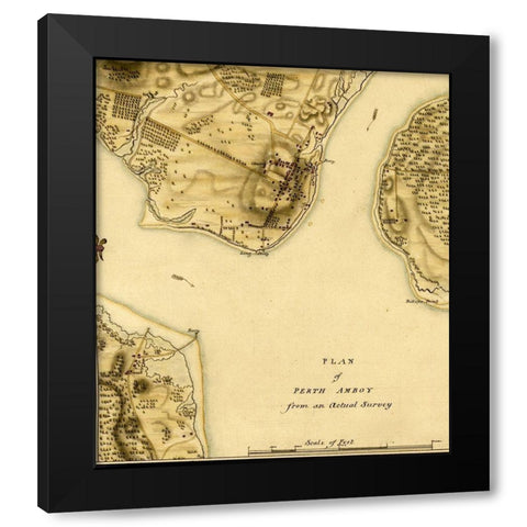 Perth Amboy 1777 Black Modern Wood Framed Art Print by Vintage Maps