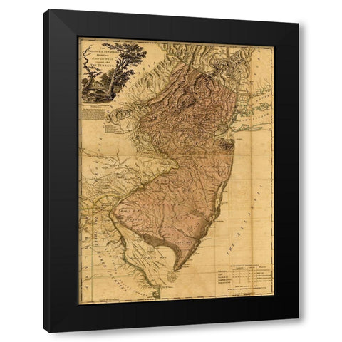 Province of New Jersey 1777 Black Modern Wood Framed Art Print by Vintage Maps