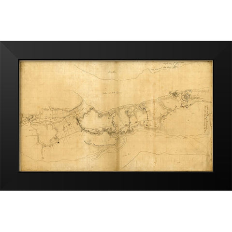 Fort Washington or Knypehausen 1777 Black Modern Wood Framed Art Print by Vintage Maps