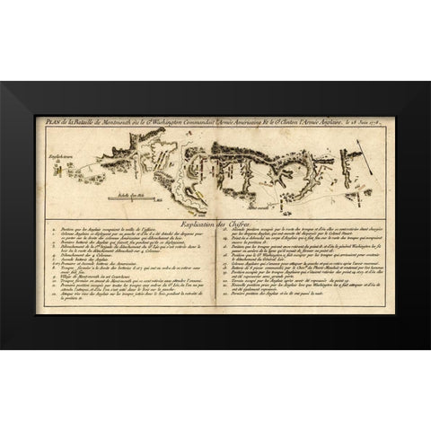 Battle of Monmouth New Jersey Freehold Black Modern Wood Framed Art Print by Vintage Maps