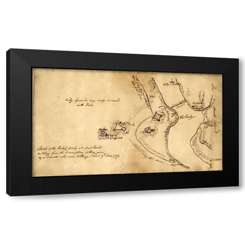 Colonial Defenses of West Poimt from Deserters Map Black Modern Wood Framed Art Print with Double Matting by Vintage Maps