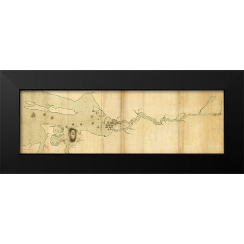 Operations of the English Fleet at Penobscot River and Bay 1779 Black Modern Wood Framed Art Print by Vintage Maps