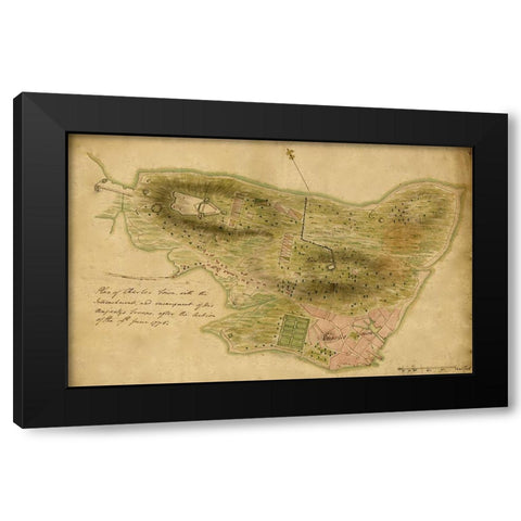 Bunker Hill 1775 Black Modern Wood Framed Art Print with Double Matting by Vintage Maps