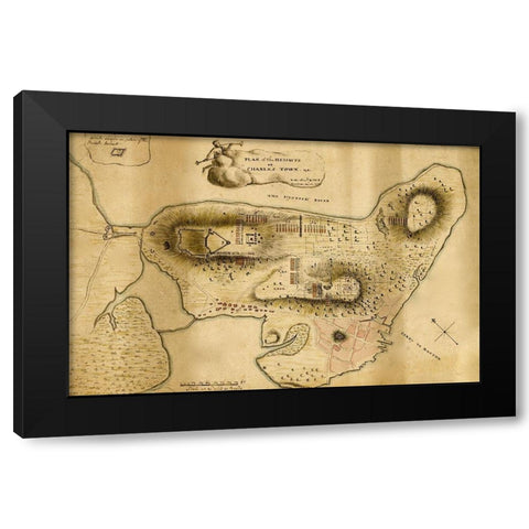 Plan of the heights of Charles Town Black Modern Wood Framed Art Print by Vintage Maps