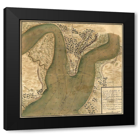 Soundings for Depth of the Hudson Around West Point Black Modern Wood Framed Art Print with Double Matting by Vintage Maps