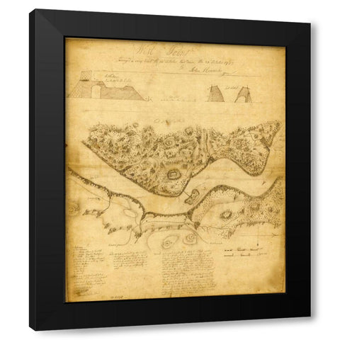 West Point 1783 Black Modern Wood Framed Art Print by Vintage Maps