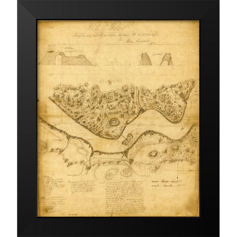 West Point 1783 Black Modern Wood Framed Art Print by Vintage Maps