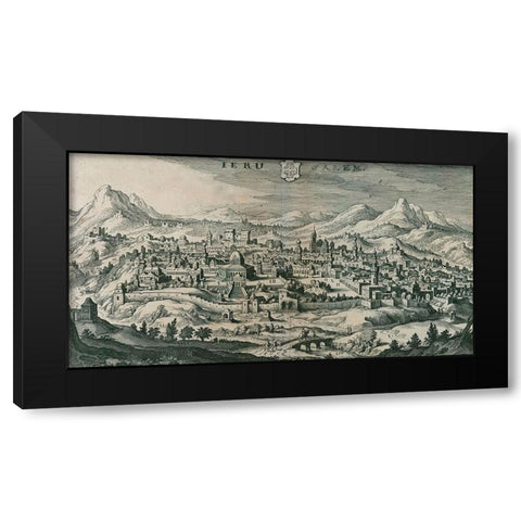 Antique Map of Jerusalem Black Modern Wood Framed Art Print with Double Matting by Vintage Maps