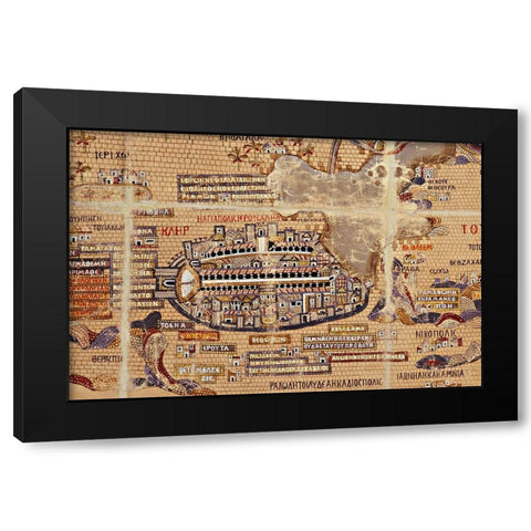 Antique Map of Jerusalem Black Modern Wood Framed Art Print by Vintage Maps