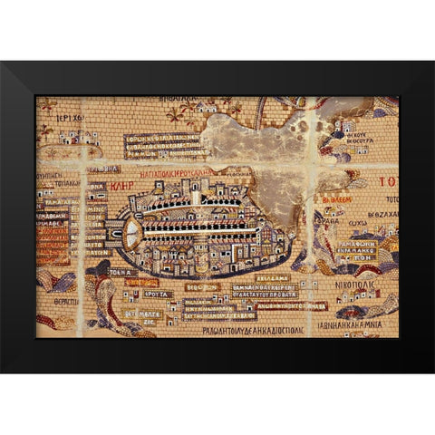 Antique Map of Jerusalem Black Modern Wood Framed Art Print by Vintage Maps