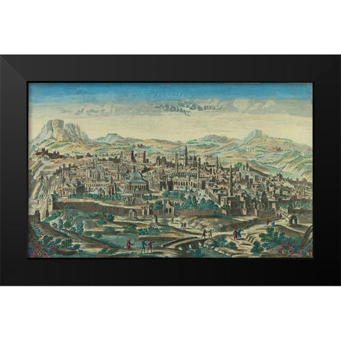 Antique Map of Jerusalem Black Modern Wood Framed Art Print by Vintage Maps