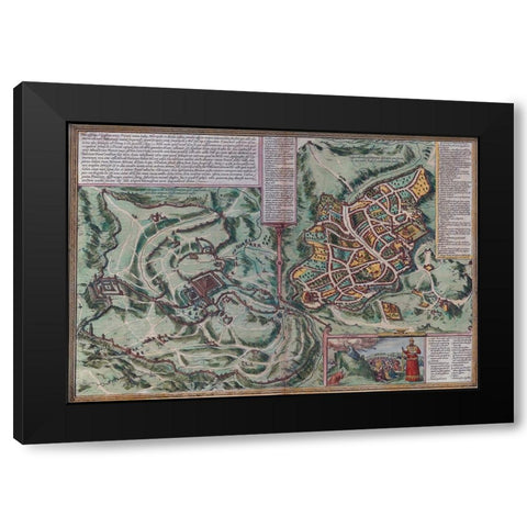 Antique Map of Jerusalem Black Modern Wood Framed Art Print by Vintage Maps