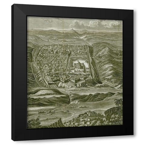 Plan of Jerusalem Black Modern Wood Framed Art Print with Double Matting by Vintage Maps