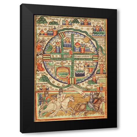 Antique Map of Jerusalem Black Modern Wood Framed Art Print with Double Matting by Vintage Maps