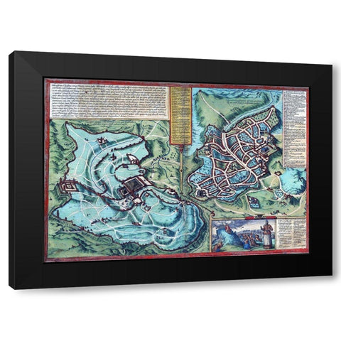 Antique Map of Jerusalem Black Modern Wood Framed Art Print with Double Matting by Vintage Maps